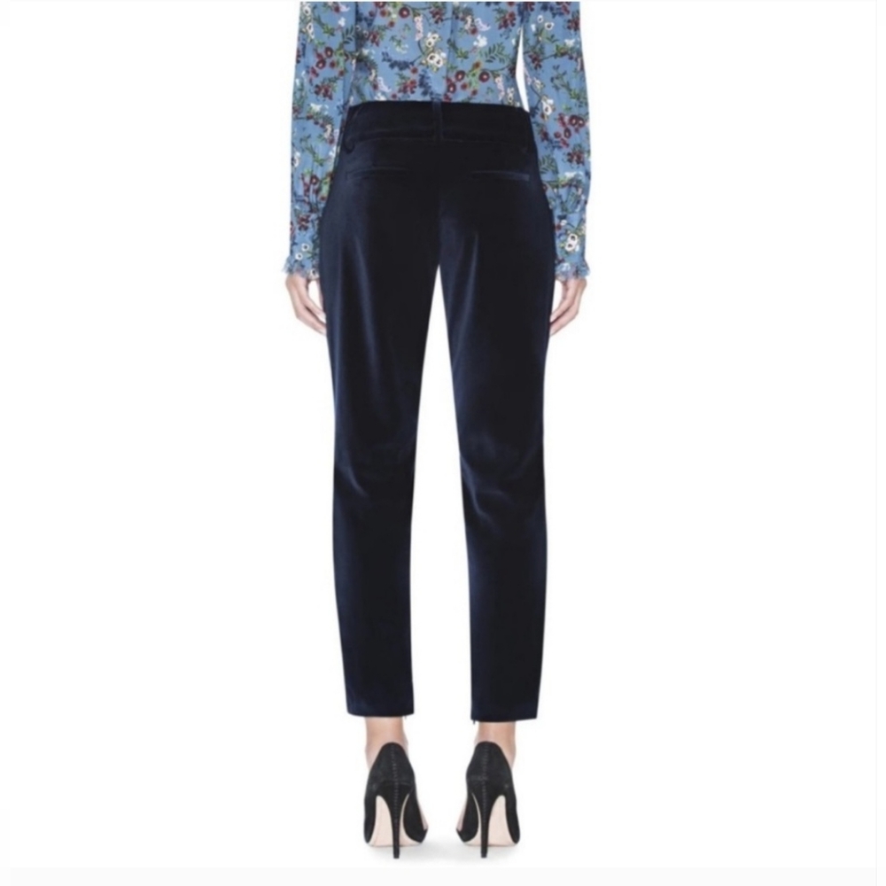 Alice + Olivia Macey Navy Blue velvet Pant Size 0 - Picture 4 of 8